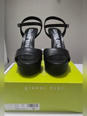 Gianni Bini Black Platform Ankle-Strap Sandals